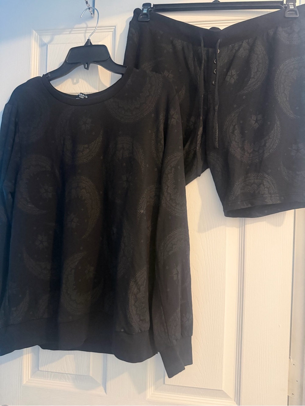Black Paisley Lounge Set - Two-Piece Top & Shorts